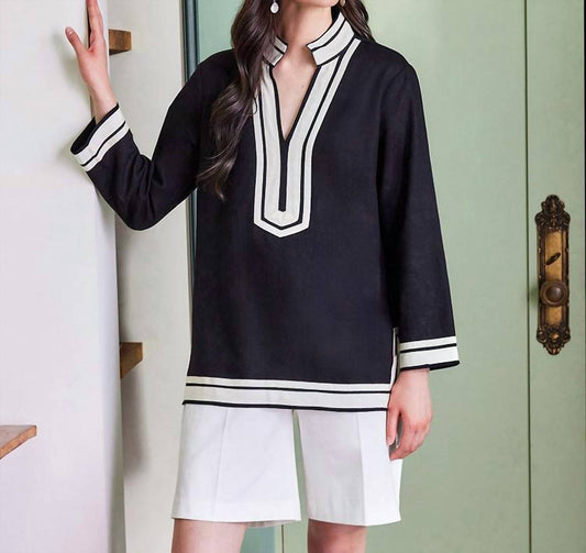 Karen Kane - St. Tropez Tunic Top - black - clothing - shirts