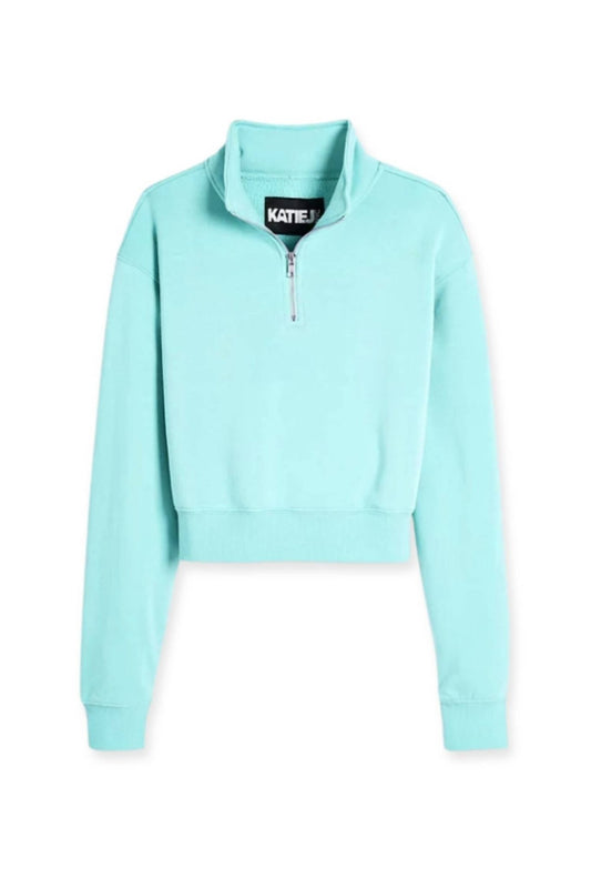 Katie J Nyc - Girl's Dylan 3/4 Zip Sweatshirt - blue - clothing - hoodies