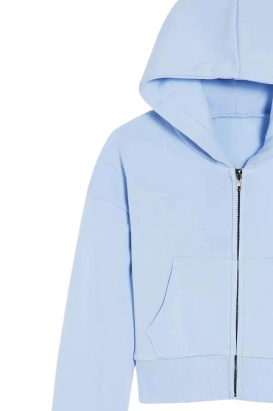 Katie J Nyc - Girl's Dylan Cropped Zip Up Tween Jacket - blue - polyester -