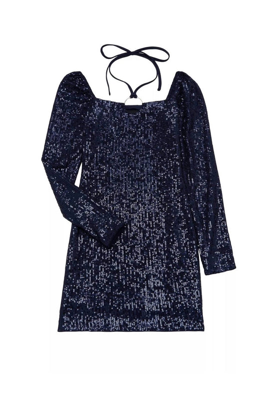 Katie J Nyc - Girl's Stormy Long Sleeve Dress - blue - casual - clothing