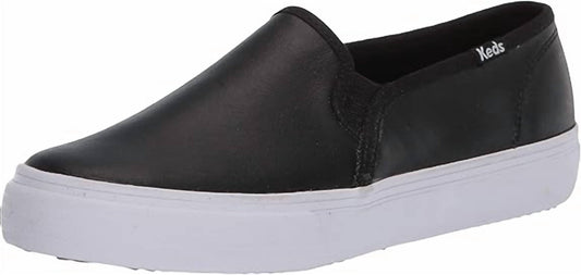 Keds - Women's Double Decker Leather Slip On Shoe - black - flats - leather