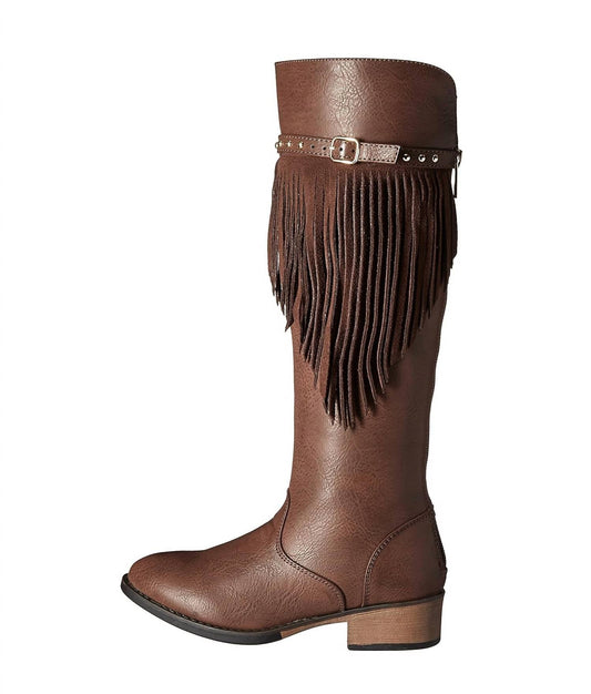 Kenneth Cole - Girls Downtown Fringe Boots - boots - brown - kids