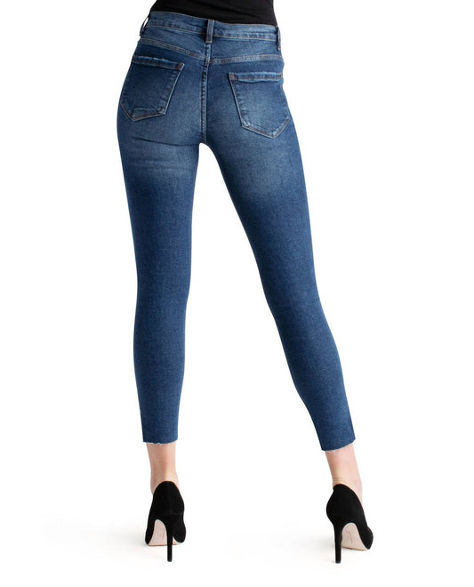 Kensie - Women's High Rise Raw Hem Skinny Jean - blue - clothing - cotton - blend