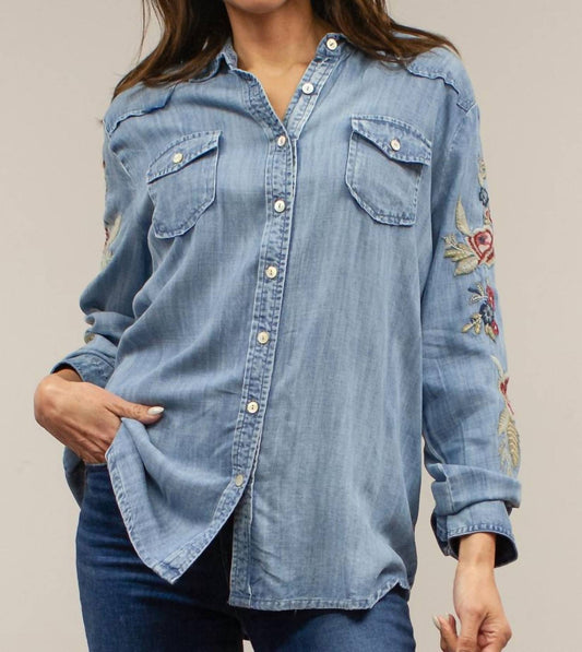 Kyla Seo - Cannon Denim Shirt - blue - button - down - shirts - clothing