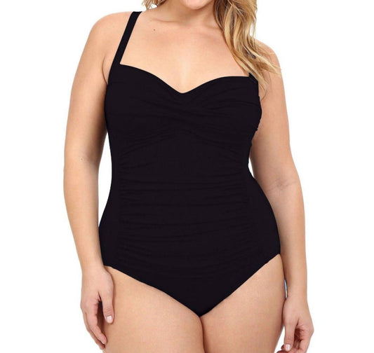 La Blanca - Twist Front Sweetheart One Piece Swimsuit - black - clothing - nylon - blend