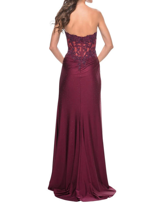 La Femme - Lace Rhinestone Applique Top Prom Dress - clothing - dresses - lace