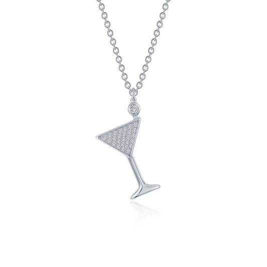 Lafonn - Women's Pave Martini Glass Necklace - jewelry - necklaces - silver