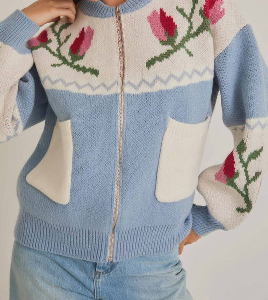 Le Lis - Flowers Forever Cardigan - blue - cardigans - clothing
