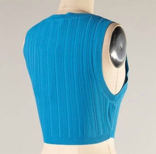 Lelis - Women's Abigail Cable Knit Cropped Tank Top - blue - clothing - rayon