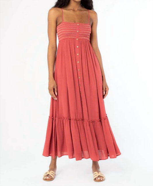 Lovestitch - Bohemian Smocked Button Front Maxi Dress - clothing - dresses - maxi