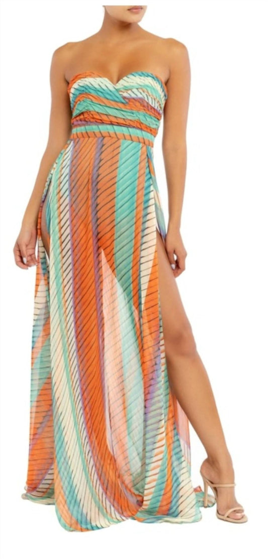 Luxxel - Mya Strapless Slit Maxi Dress - clothing - dresses - maxi