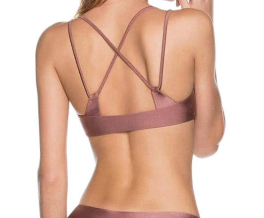 Maaji - Shimmering Reversible Porto Bralette Strappy Back Bikini Top - bikinis - brown - clothing