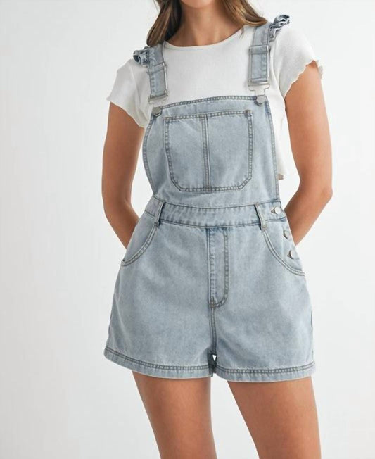 Mable - REMI RUFFLE DENIM OVERALLS - blue - clothing - jumpsuits