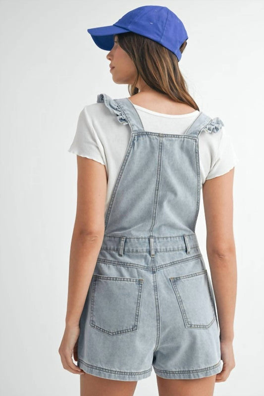 Mable - REMI RUFFLE DENIM OVERALLS - blue - clothing - jumpsuits