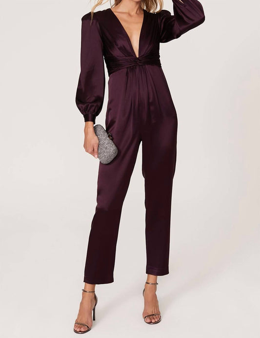 Mac Duggal - Front Twist Puff Sleeve Deep V Neck Jumpsuit - clothing - jumpsuits - pants