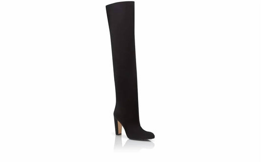 Manolo Blahnik - Gardahi Suede Knee High Boots - black - heeled - boots - shoes
