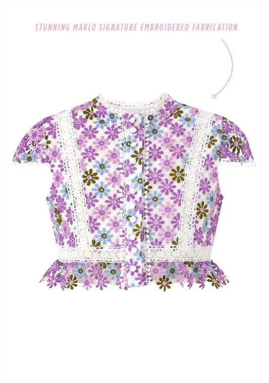 Marlo - Girl's Sadie Embroidered Top - blouses - clothing - floral