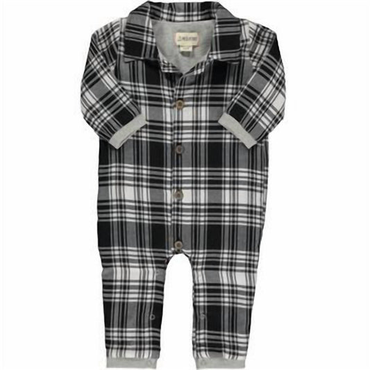 Me & Henry - Lumberjacket Collared Romper - black - clothing - cotton
