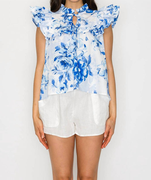 Meet Me In Santorini - Garden Top - blouses - blue - clothing