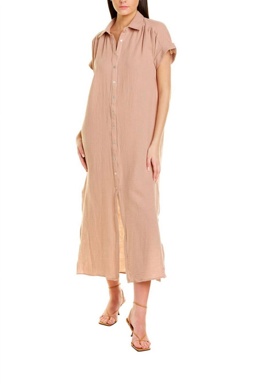 Melissa Masse - Shirt Maxi Dress - beige - clothing - cotton - blend