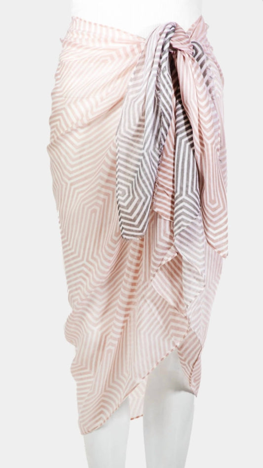 Melissa Masse - Women's Geometric Print Scarf - accessories - pink - rayon