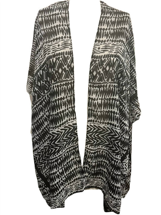 Melissa Masse - Women's Print Open Front Cover Up - black - clothing - cotton