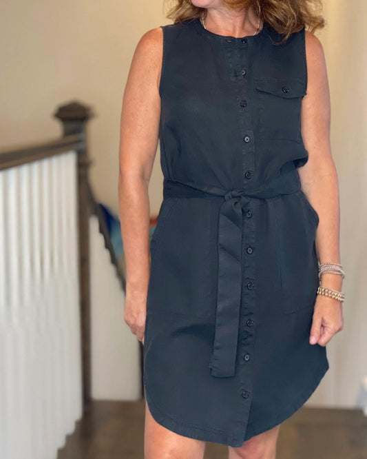 Michael Stars - Sleeveless Utility Dress - black - clothing - dresses