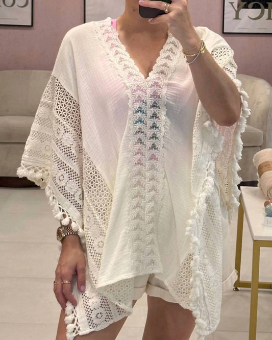 Miss Me - Crochet Poncho Top - clothing - cotton - ponchos