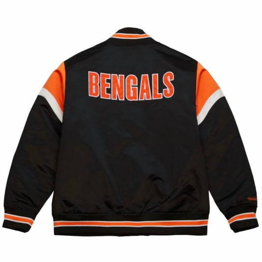 Mitchell & Ness - Unisex Nfl Cincinnati Bengals Heavyweight Satin Jacket - black - bomber - clothing