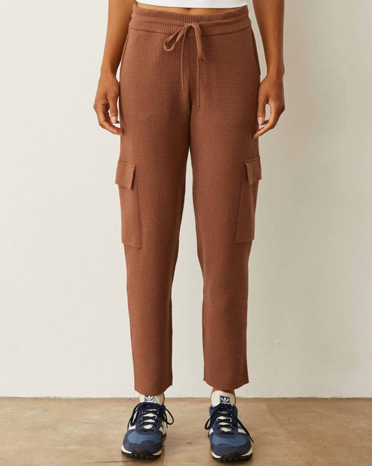 Monrow - Waffle Cargo Jogger - brown - clothing - joggers