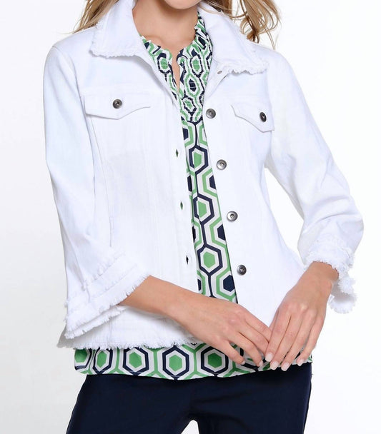 Multiples - Fringe Detail Jean Jacket - clothing - cotton - blend - jackets