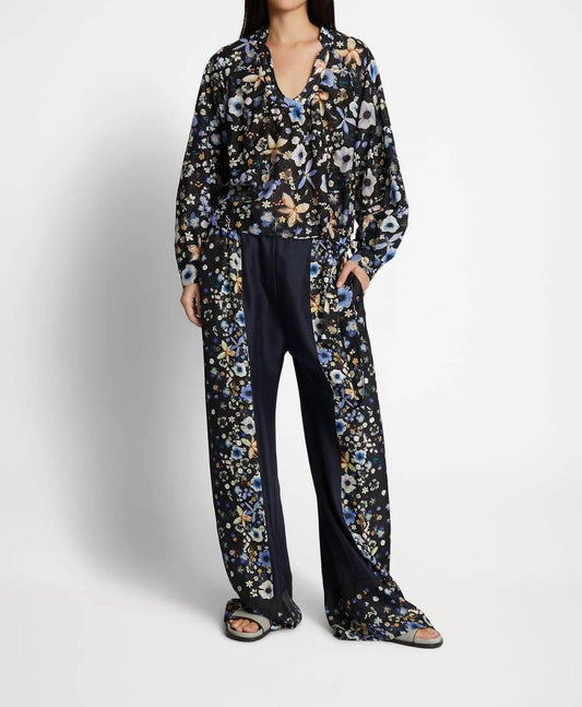 Munthe - Fabert Floral Silk Pants - black - clothing - floral