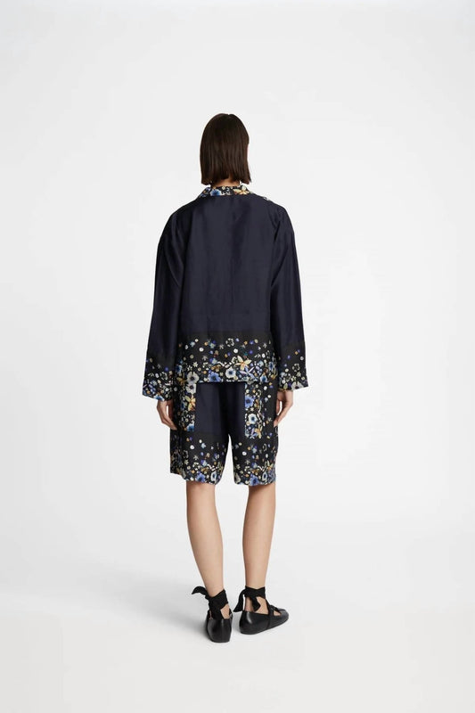 Munthe - Faiza Floral Silk Top - black - button - down - shirts - clothing