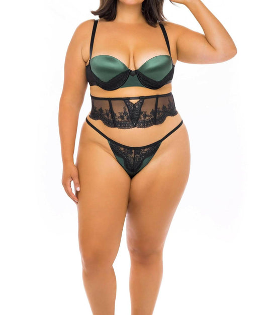 Oh La La Cheri - Paulette 3 Piece Bra Set - Plus - bras - clothing - green