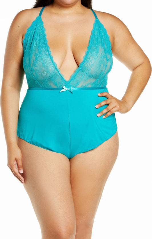 Oh La La Cheri - Stefania Romper - Plus - blue - clothing - jumpsuits