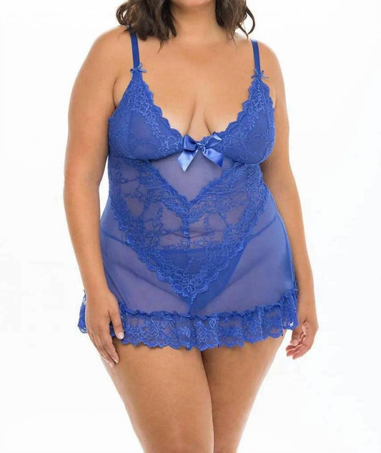 Oh La La Cheri - Valentine Babydoll - Plus - blue - bras - clothing