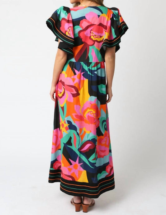 Olivaceous - Contrast Maxi Dress - clothing - dresses - floral