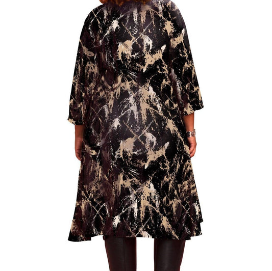 On The Plus Side - Eggnog Paint Splatter Birdie Dress - Plus - black - clothing - dresses