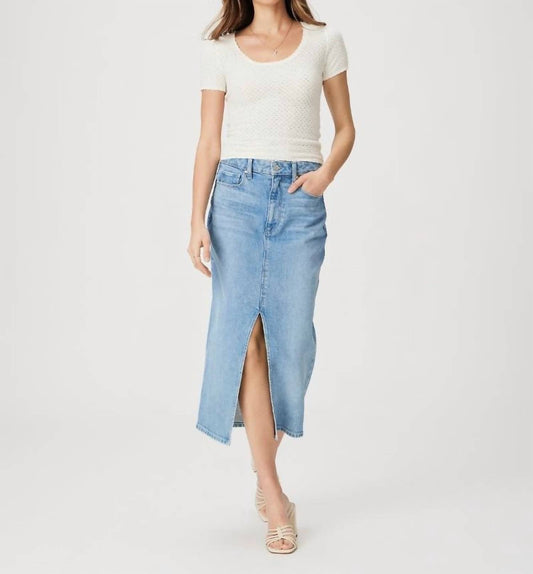 Paige - ANGELA DENIM SKIRT - blue - clothing - knee - length - skirts
