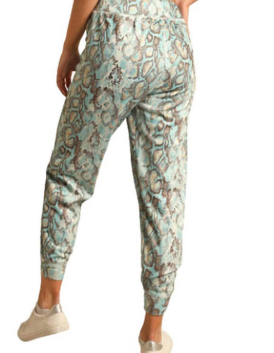 Panhandle - Women's Rock & Roll Cowgirl Range Athletic Jogger Pants - animal - blue - clothing