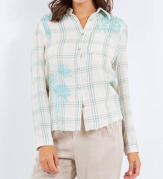 Paparazzi - Double Face Embroidered Plaid Shirt - blue - button - down - shirts - clothing