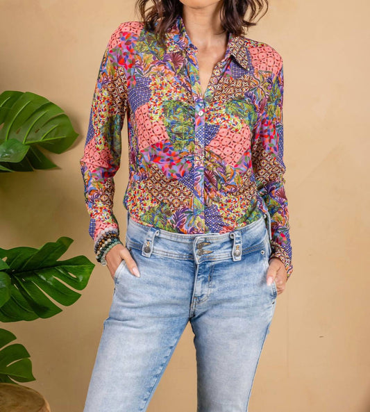 Paparazzi - Mesh Print Rouched Front Blouse - blouses - clothing - directbrandpartner