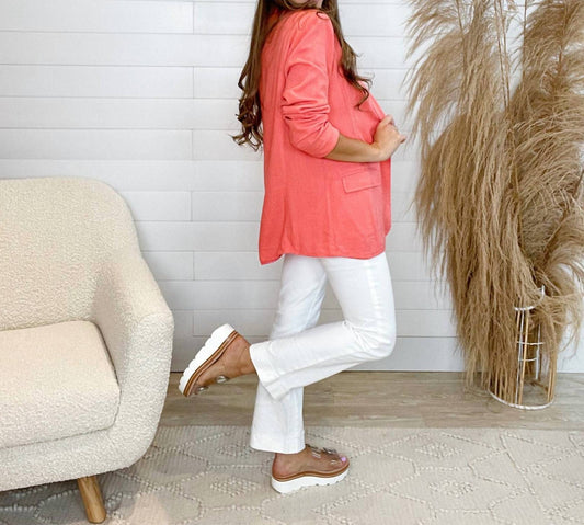 Paparazzi - Women's Solid Linen Blazer - blazers - clothing - jackets