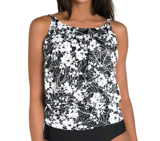 Penbrooke - Blouson Tankini Top - bikinis - black - clothing