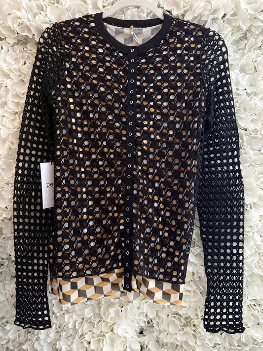 Pete - Women's Crochet Cardigan - brown - cardigans - clothing