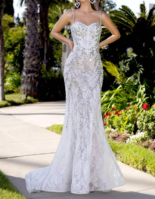 Portia&Scarlett - Lace And Crystal Mermaid Gown - clothing - dresses - patterned