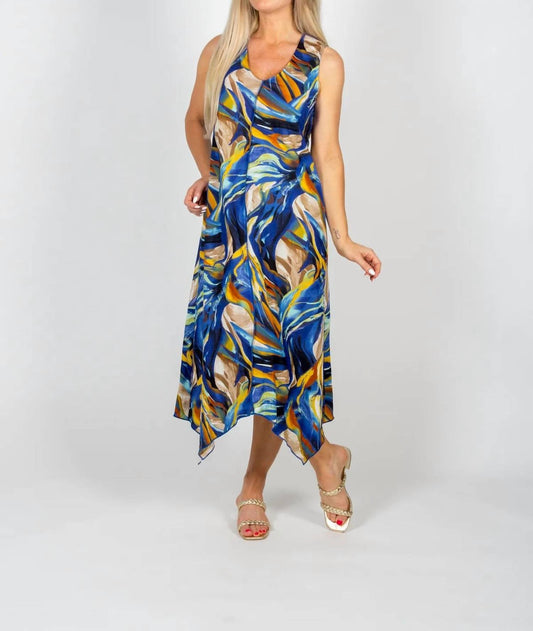 Pure Essence - Long V - neck Dress - blue - clothing - dresses