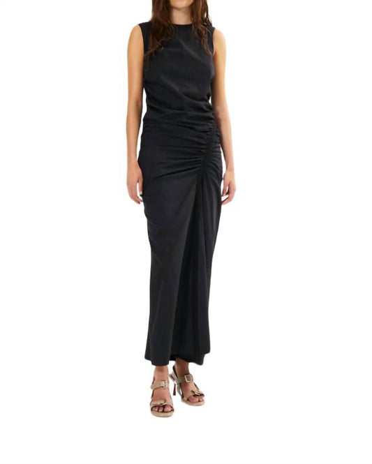 Rabens Saloner - Bibber Papery Fitted Maxi Dress - black - clothing - cotton - blend