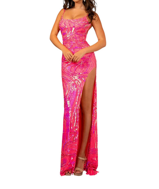 Rachel Allan - Swirl Motif Prom Dress - clothing - dresses - patterned