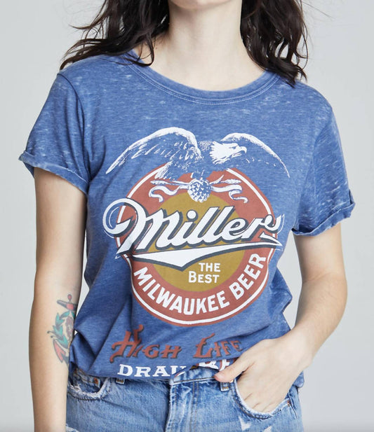 Recycled Karma - Miller High Life Tee - blue - clothing - cotton - blend